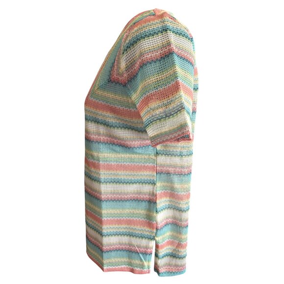 Alfred Dunner Isle Of Capri Striped Knit Top With Necklace S Multicolor - Picture 2 of 8